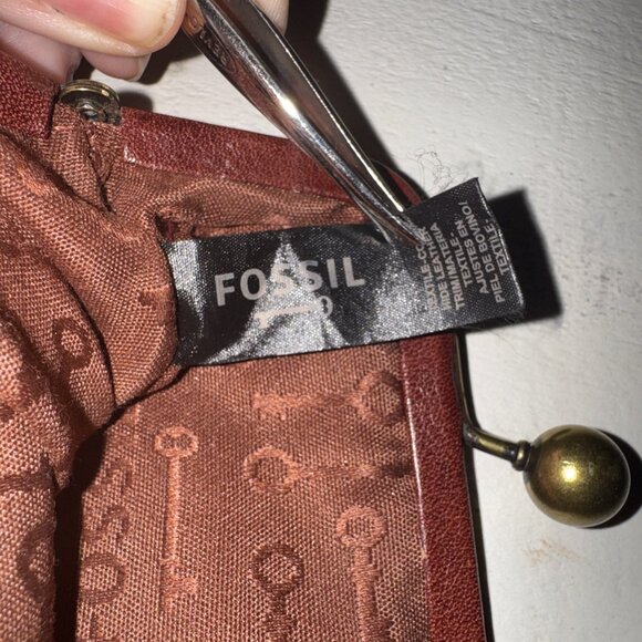 VTG Fossil Kisslock Key-Per Coin Purse Canvas Aztec Leather Accent - Picture 7 of 14